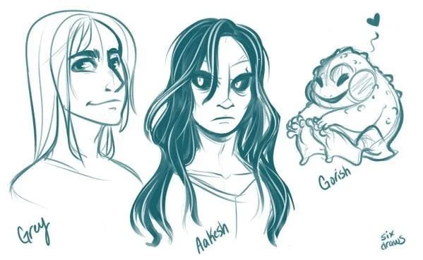 Grey, Aakesh, and Gorish, drawn by Sixelona