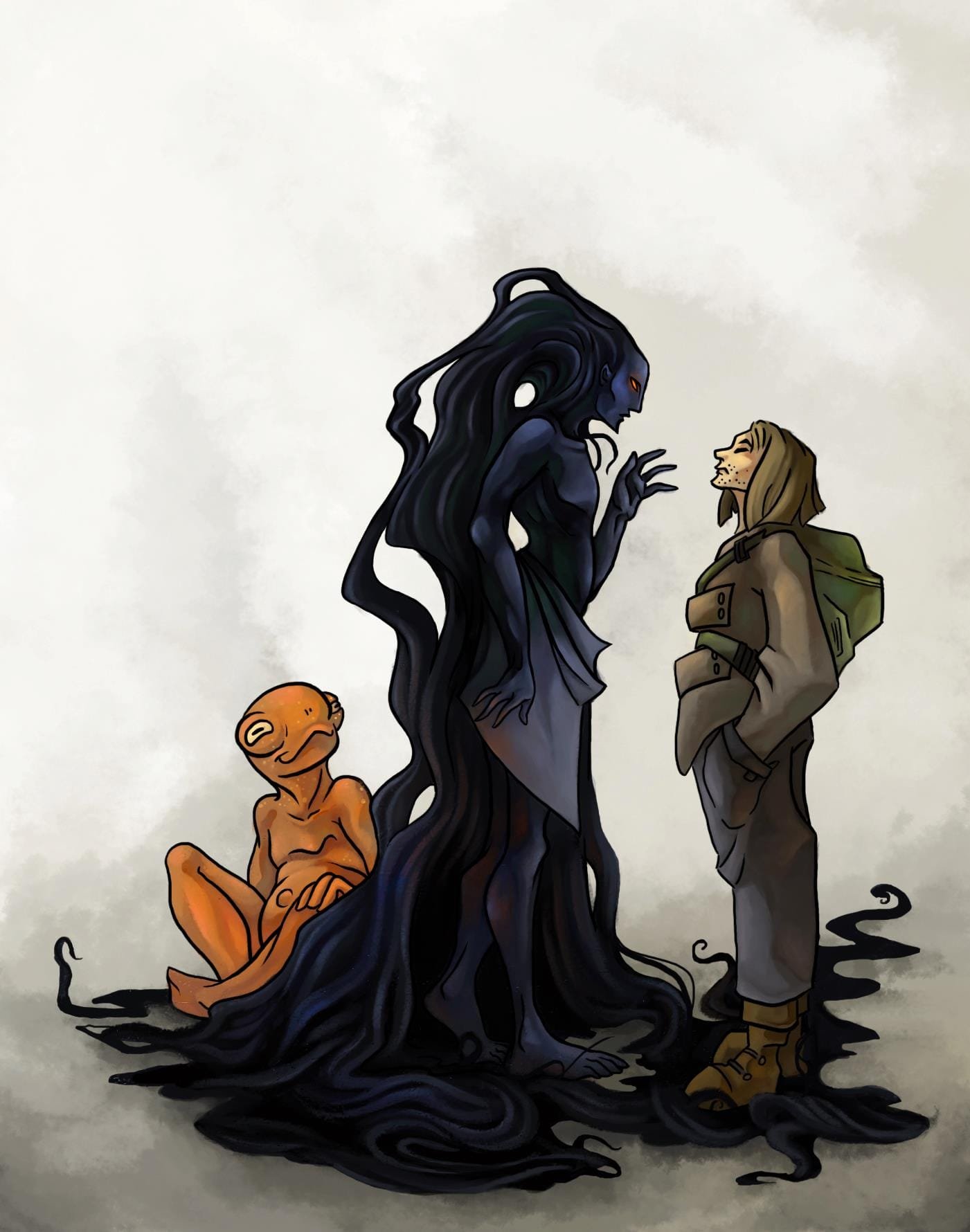 Aakesh, Gorish, and Harry, drawn by Taylor Blue